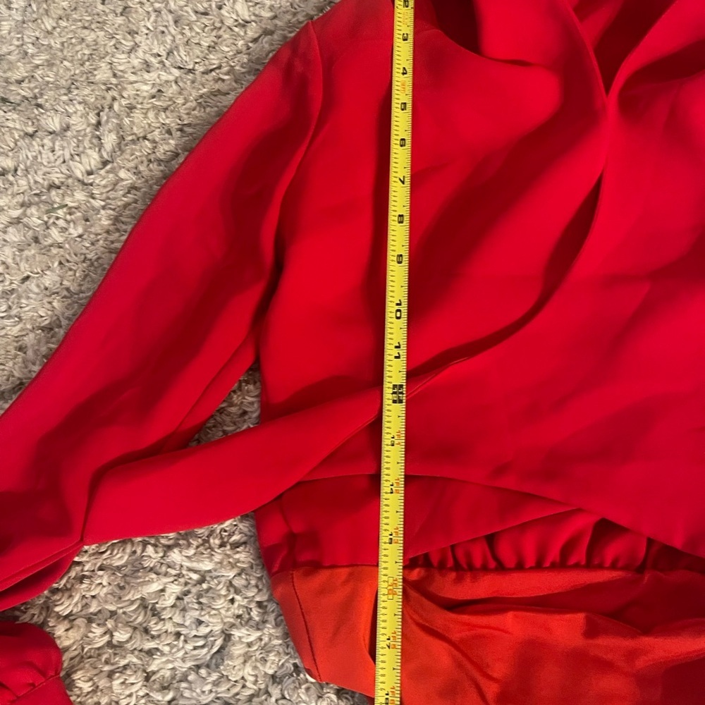 BABATON Aritzia Bodysuit XXS Red Long Sleeve Tie Front Ace Blazer Style Thong - Picture 6 of 13